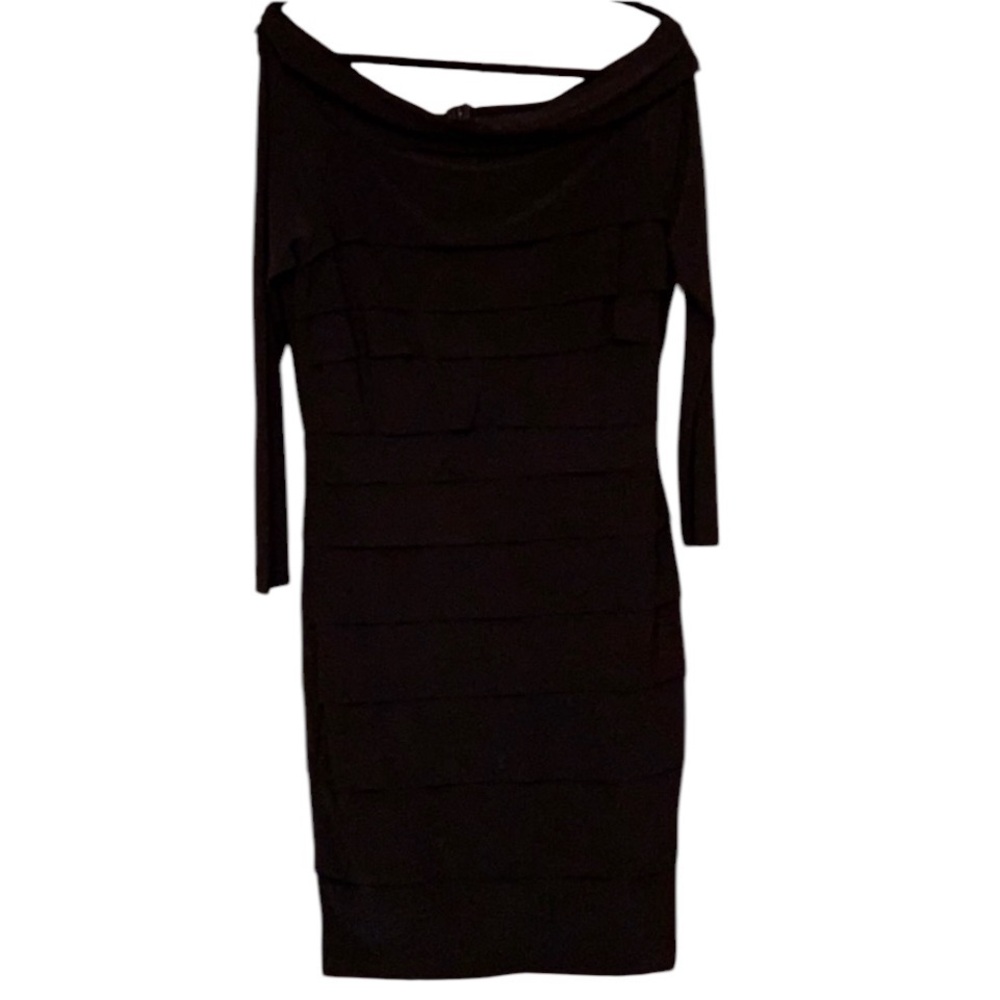 White House Black Market WHBM size 14 off shoulder black dress very slimming